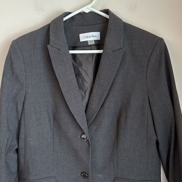 Calvin Klein Women Charcoal gray Blazer suit jacket work professional size 14 - Picture 2 of 11